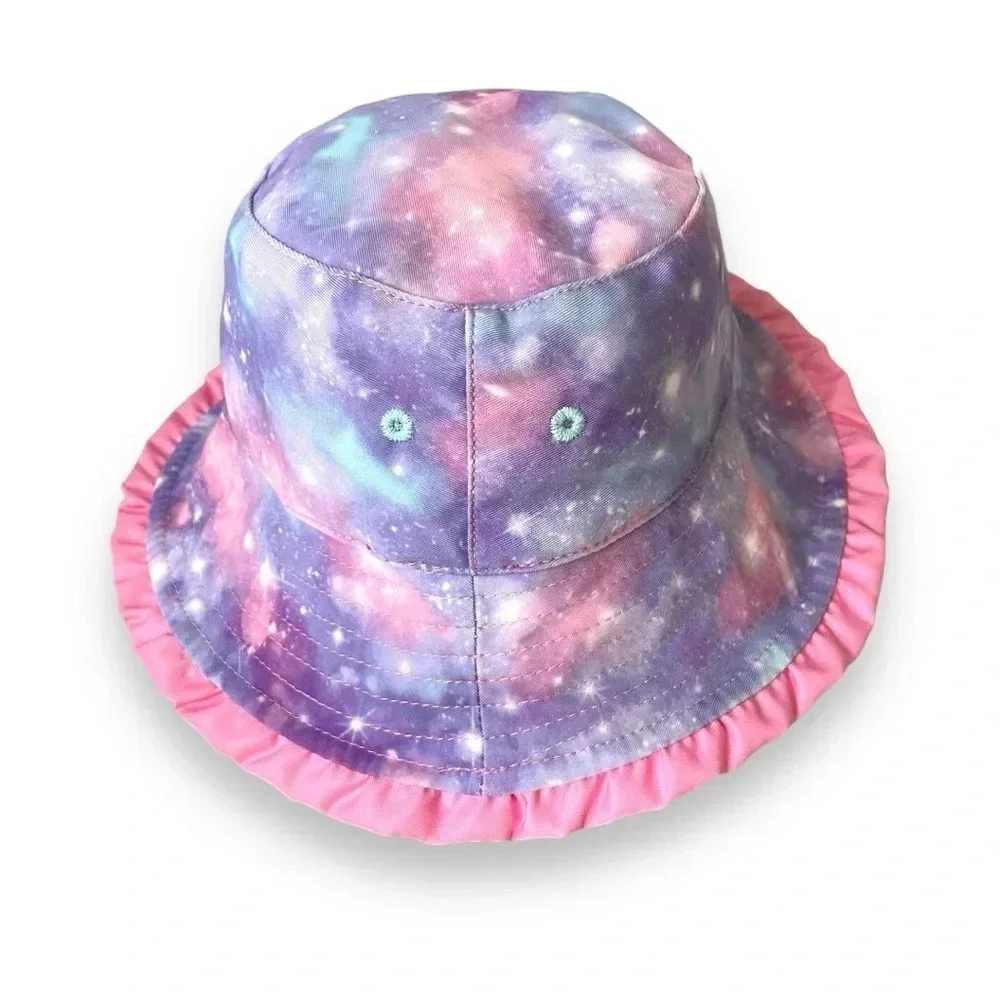 UV Skinz Kids Reversible Bucket Hat - Pink and Galaxy Print - UV Protection